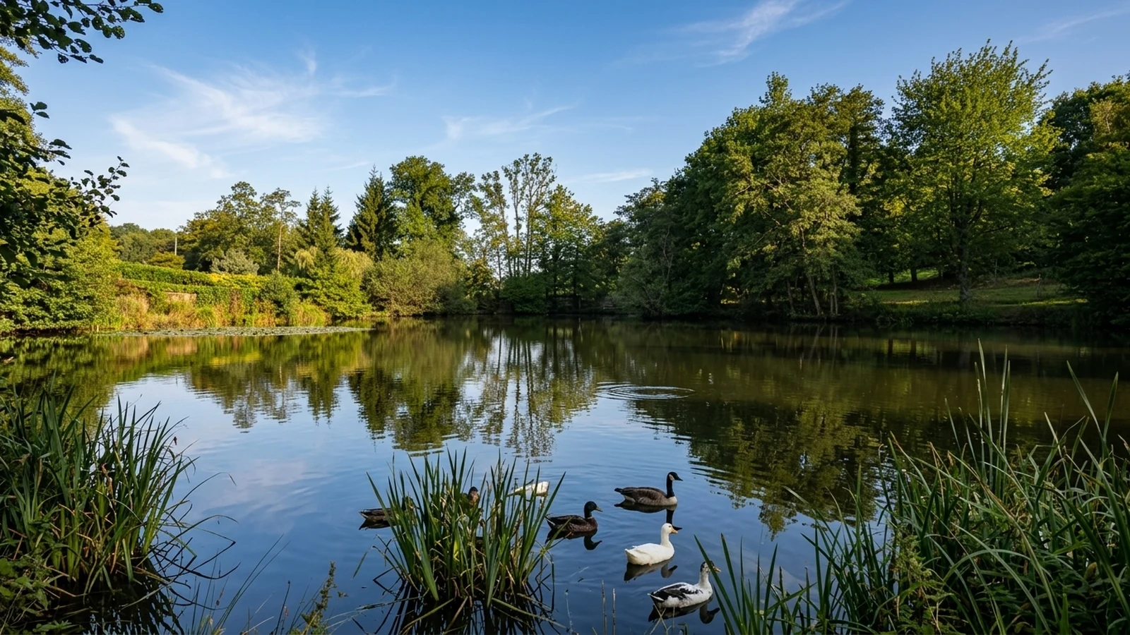 peaceful trout fishing lake with natural wildlife