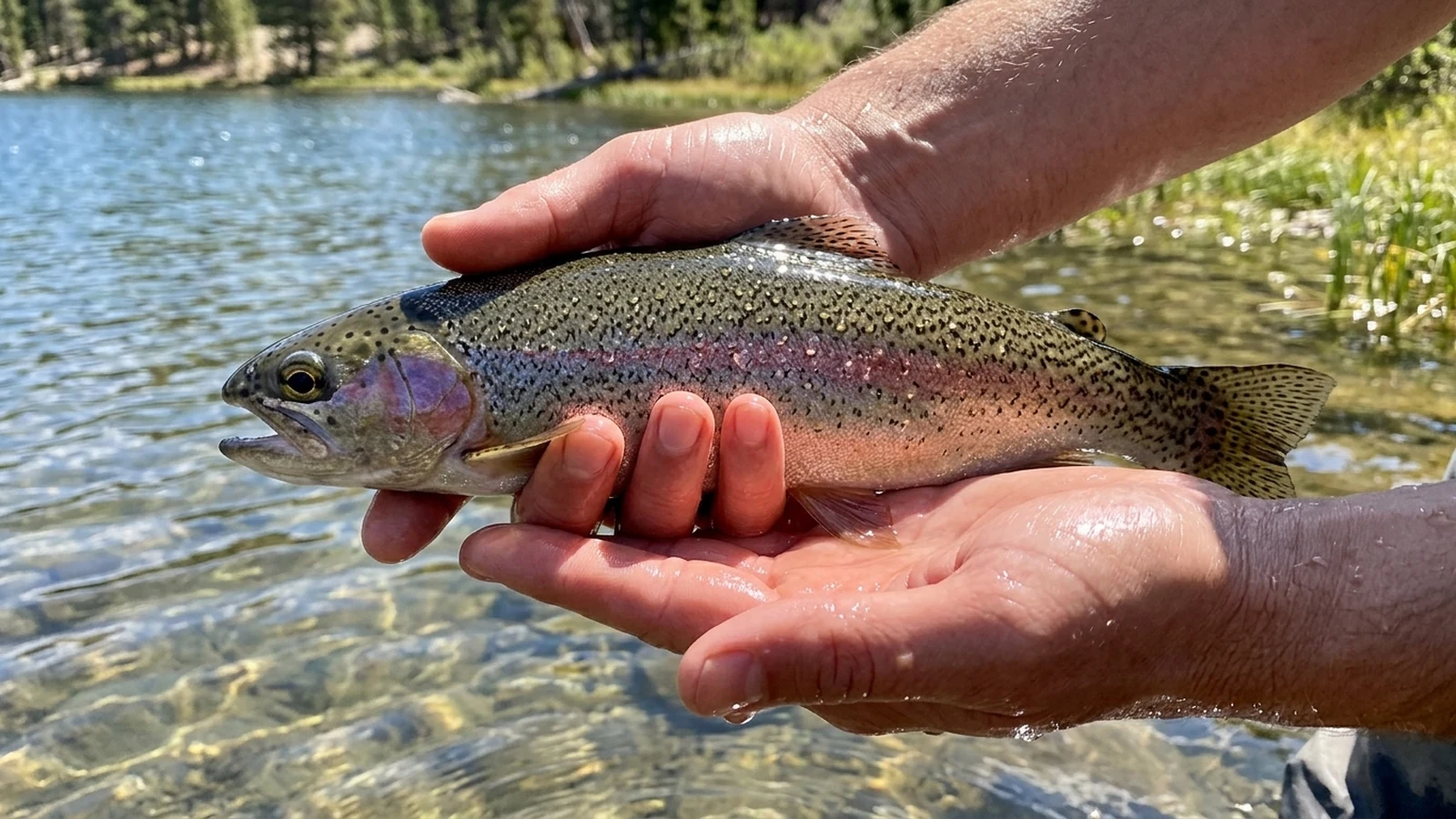 trout fishing peaceful natural lake
